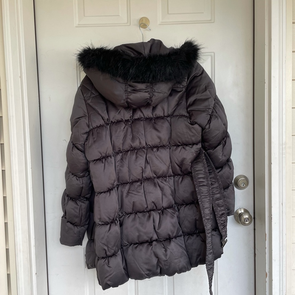 COOGI Puffer Longline Belted Coat with Faux Fur Removable Hood Quilted Jacket - Picture 15 of 16